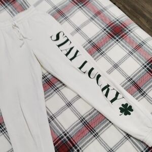 Target White Pants with Green Print